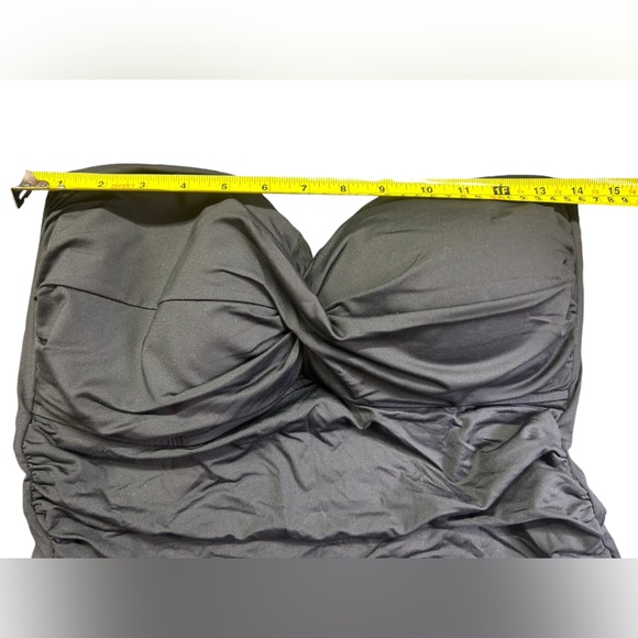 ANNE COLE womens black twist front plus size 16 bandeau one piece swimsuit NWT - Picture 6 of 7